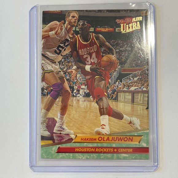 Lot of 9 90s Hakeem Olajuwon NBA Basketball Trading Cards Houston Rockets Akeem - Picture 15 of 16